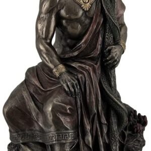 Magic  Collection~Asclepius Greek God of Medicine Holding Serpent Entwined Staff Bronzed Statue