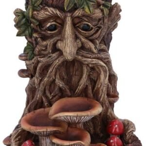 Light Collection~Wisest Dryad Tree Spirit Green Man Backflow Incense Burner, Polyresin, Brown, One Size
