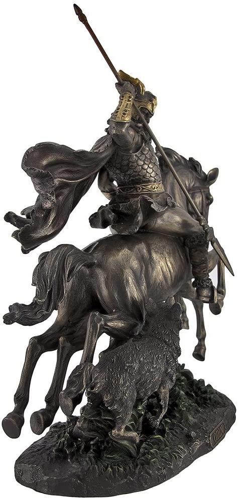 Magic  Collection~Bronzed Norse God Odin Riding Sleipner Statue