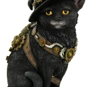 Steampunk Collection~D3893K8 Clockwork Kitty 16.5cm Figurine, Resin, Black