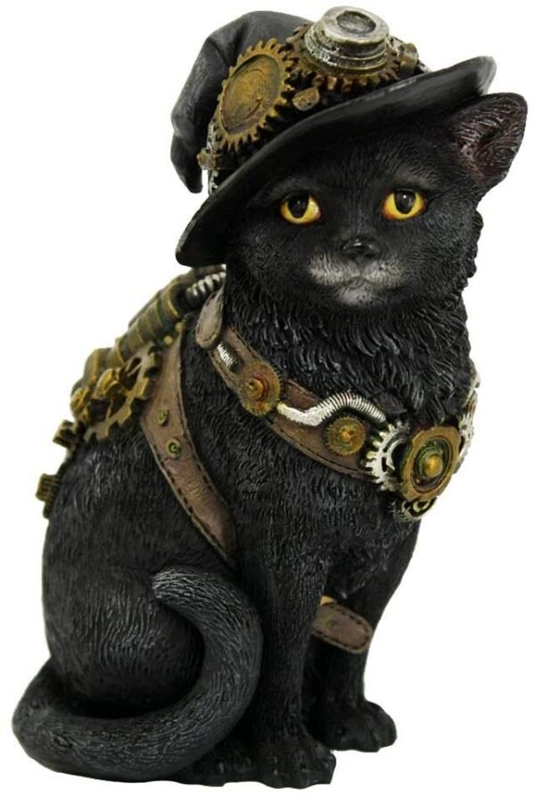 Steampunk Collection~D3893K8 Clockwork Kitty 16.5cm Figurine, Resin, Black