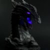 Magicun  Collection~Hand Painted Obsidian Dragon Bust Statue with LED Lights