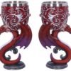Magicun N.Giftware~Devotion Twin Dragon Heart Set of Two Goblets, Red, 18.5cm