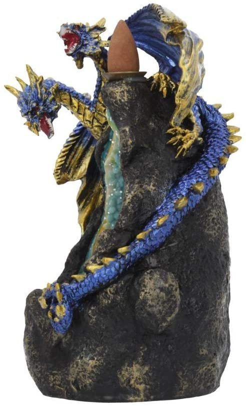 Fantasy Collection~ U4115M8 Azure Geode Backflow Incense Burner 21cm Blue