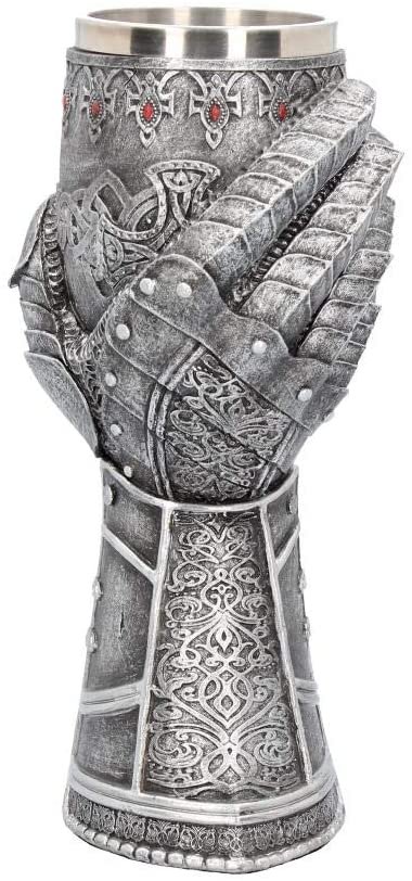 Mythology Collection~ B1179D5 Gauntlet Goblet 23cm Grey, Resin w/Stainless Steel Insert