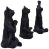 Animal Collection~ Set of Three Meditating Zen Cat Figurines, Polyresin, Black, 18.7 cm