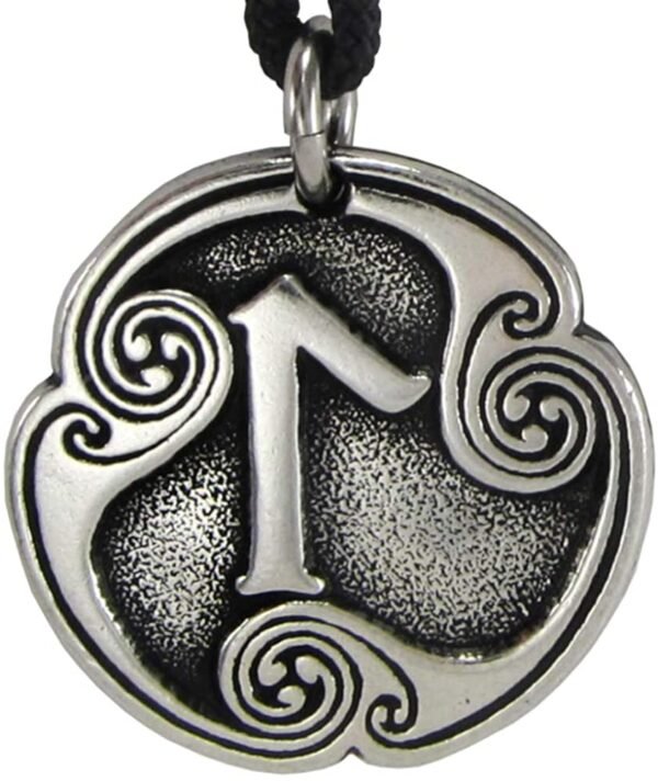 Soloman Pentant~Pewter Laguz Laukaz Rune of Intuition Pendant Necklace