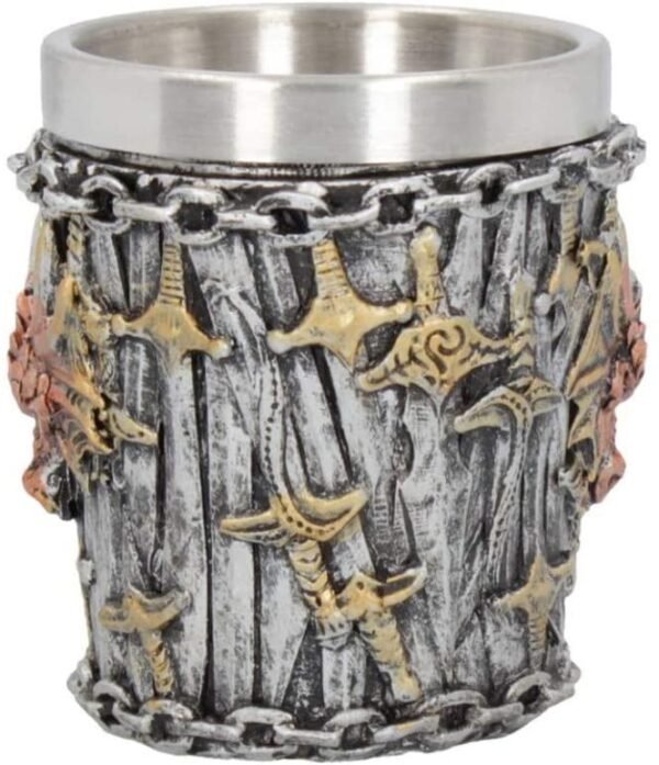 Fantasy Collection~ Dragon Kingdom Set of 4, Shot Glasses 6.5cm Silver, Resin w/Stainless Steel Insert