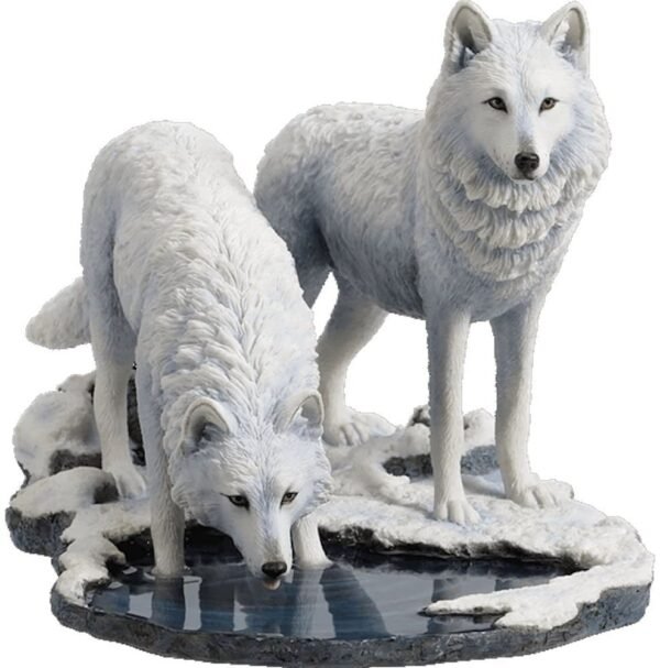 Magic  Collection~Winter Warriors - Two Wolves Sculpture by Lisa Parker