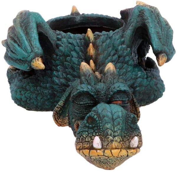 Fantasy Collection~ Dozing Dragon Plant Pot 31.8cm, Resin, Green, One Size