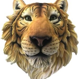 Animal Collection~ Rajah Tiger Head Wall Plaque, Polyresin, Orange, One Size