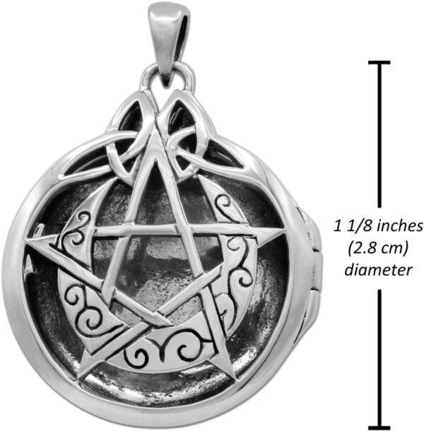 Sterling Silver Crescent Moon Aromatherapy Pentacle Pentagram Locket
