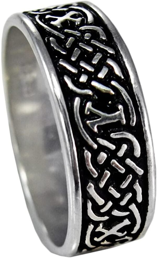 Soloman Pentant~Sterling Silver Celtic Knot Norse Rune Love Ring (Size 4-13)