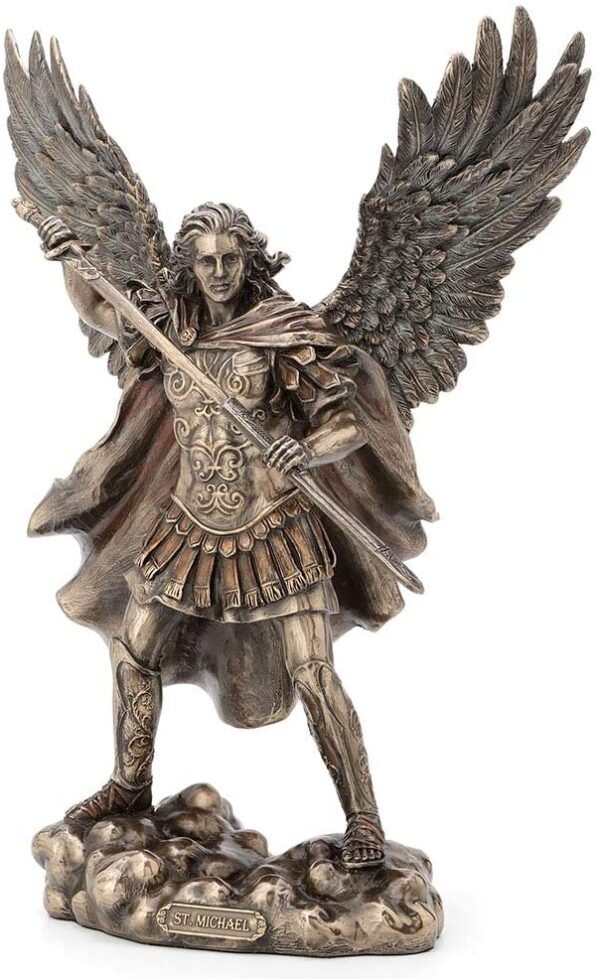 Magic  Collection~11.4 Inch Archangel Saint Michael Unsheathing The Sword Antique Bronze Finish Guardian Angel Statue