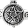 Sterling Silver Crescent Moon Pentacle Pentagram Poison Locket Ring (Size 5-12)