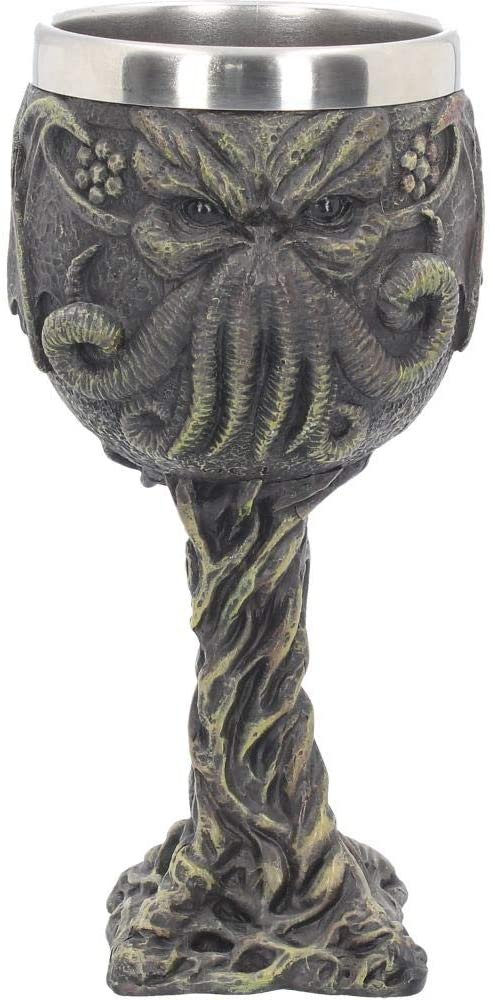 Dark Collection~Cthulhu's Thirst Goblet 21cm Green, Resin w/Stainless Steel Insert, 17cm