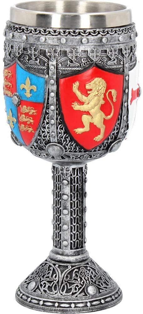 Magicun N.Giftware~English Goblet 12cm Grey, Resin w/Stainless Steel Insert, One Size