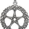 Sterling Silver Rose Pentacle Pentagram Pendant