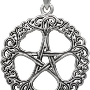 Sterling Silver Rose Pentacle Pentagram Pendant