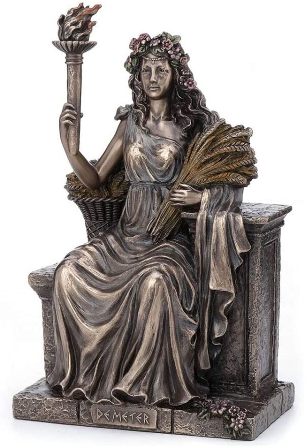 Magic  Collection~9 Inch Demeter Greek Roman Goddess of Agriculture Sitting Throne Antique Bronze Finish Statue