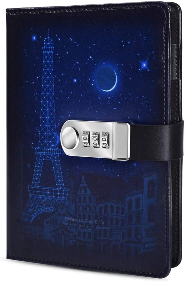 Witchcraft~Starry Diary with Lock, A5 PU Leather Journal with Combination Lock Digital Password Notebook Combination Locking Journal Diary (Starry 6)