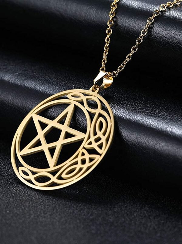 Witchcraft~cooltime Stainless Steel Pentacle Pendant Necklace Pentagram Celtic Knot Star Circle Crescent Charm Jewelry