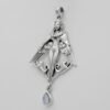 Sterling Silver Goddess Freya Pendant with Natural Rainbow Moonstone