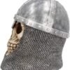 Dark Collection~U4525N9 Knight To Remember Skull Figurine 16.2cm Silver, Resin, One Size