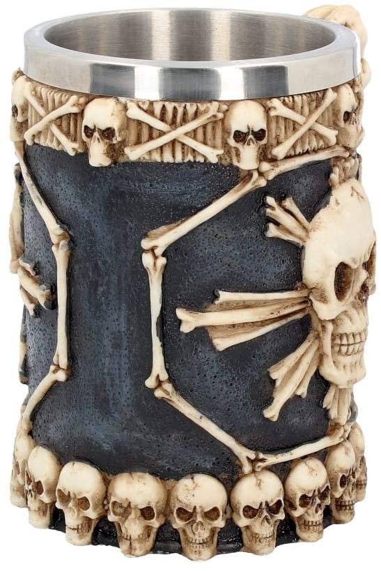 Dark Collection~Large Tankard of Skulls Mug 18cm Ivory