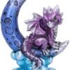 Fantasy Collection~ Metallic Red Crescent Creature Moon Dragon Figurine, Polyresin, One Size