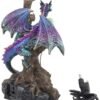 Nemesis Now Woodland Defender Light Up Dragon Figurine 16.5cm Brown, Resin