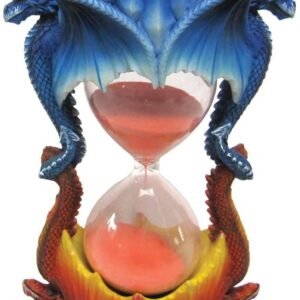 Fantasy Collection~ Ice Flame Frost and Fire Dragon Sand Timer Ornament, Polyresin, Red and Blue, One Size