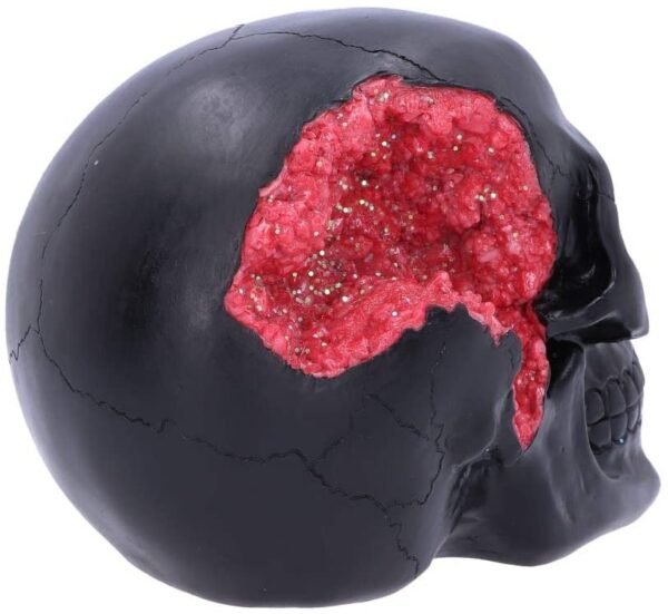 Dark Collection~Geode Black Red Gothic Glitter Skull Figurine, Polyresin, 17cm