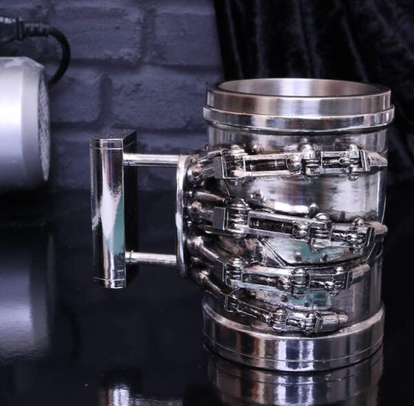 Magicun N.Giftware~Terminator 2 Tankard 17cm, Resin w/Stainless Steel Insert, Silver