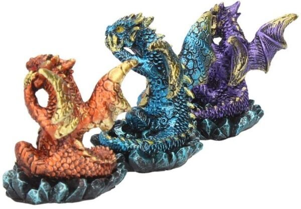 Fantasy Collection~ Three Wise Dragons Figurine 13cm Metallic Multi-coloured