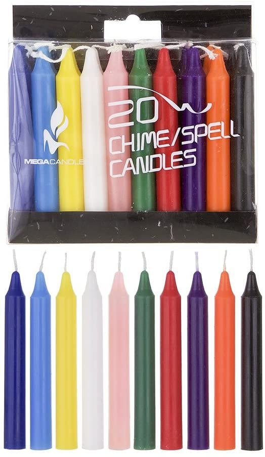 Witchcraft~Mega Candles 10 pcs Assorted Colors Ceramic Chime Ritual Spell Candle Holders with Matching Color Candles, Great for Casting Chimes, Rituals, Spells, Vigil, Witchcraft, Wiccan Supplies & More