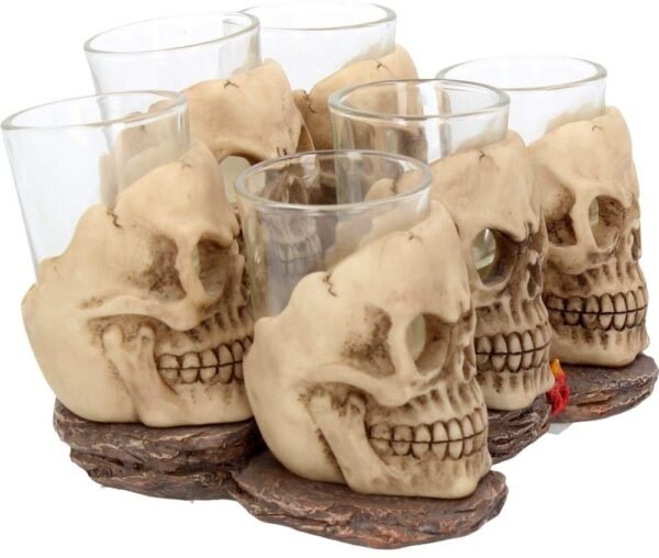 Dark Collection~Six Shooter Skulls (Set of Six) Shot Glasses 14cm Ivory