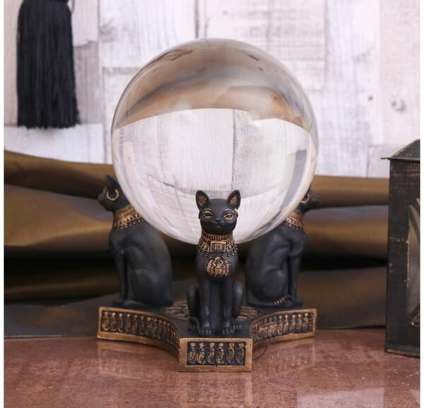 Mythology Collection~ Bastet's Honour Crystal Ball Holder 12.7cm, Resin, Black