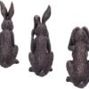 Animal Collection~ See No, Hear No, Speak No Evil Bronze Hare Figurines, Polyresin, One Size