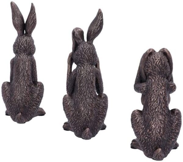 Animal Collection~ See No, Hear No, Speak No Evil Bronze Hare Figurines, Polyresin, One Size