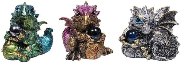 Fantasy Collection~ Dragon's Gift Set of 3 7cm Figurine, Resin, Multi-Coloured, One Size