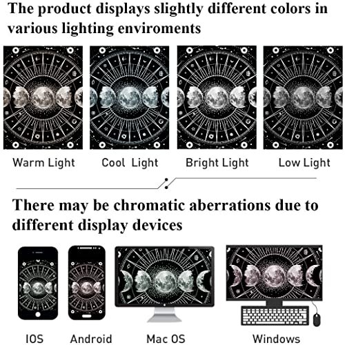 Shower Curtain - Print Polyester Fabric Waterproof Shower Curtain by iLiveX, Machine Washable, Hooks Included, Bathroom Decoration, 72"x72", Black White Sun Moon Stars Mysterious Wizard Tarot