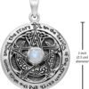 Sterling Silver Moon Goddess Pentacle Pendant with Natural Rainbow Moonstone