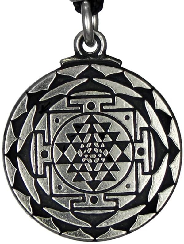 Soloman Pentant~Pewter Sri Yantra Great Wealth Pendant Necklace