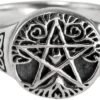Sterling Silver Small Tree Pentacle Pentagram Ring (Sizes 5-12)