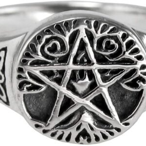 Sterling Silver Small Tree Pentacle Pentagram Ring (Sizes 5-12)