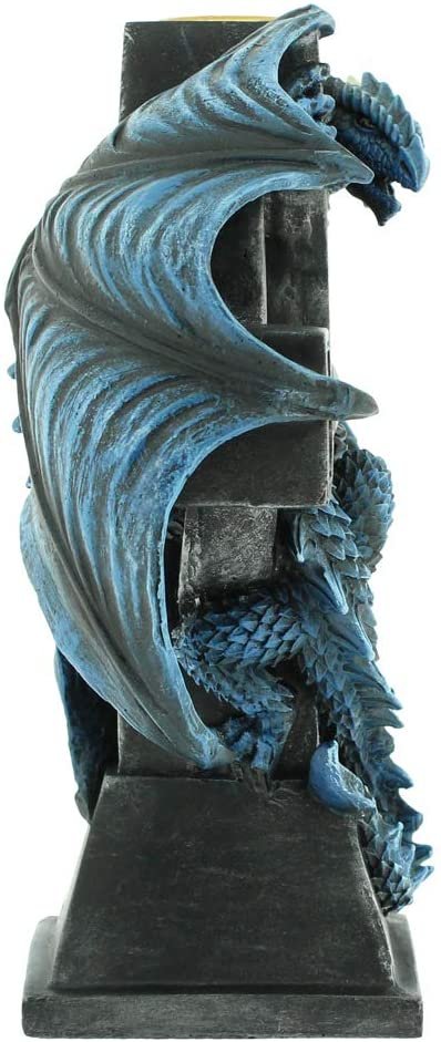 Artist Collections~ Draco Candela Anne Stokes 18cm Candle Holder, Resin, Blue