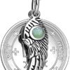 Witchcraft~Archangel Raphael Sigil Amulet Magic Powers Angel Wing Charm Green Quartz Pendant 18 Inch Necklace