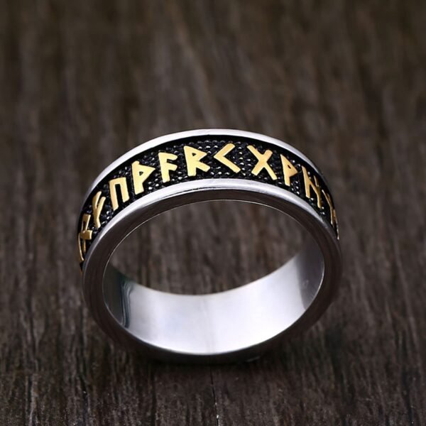 Viking Rune Ring with Elder Futhark Runes Norse Ring Scandinavian Jewelry