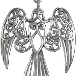 Sterling Silver Large Celtic Goddess Morrigan Raven Pendant